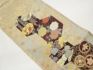 引箔亀甲に花唐草・桐・古典柄模様織出し袋帯